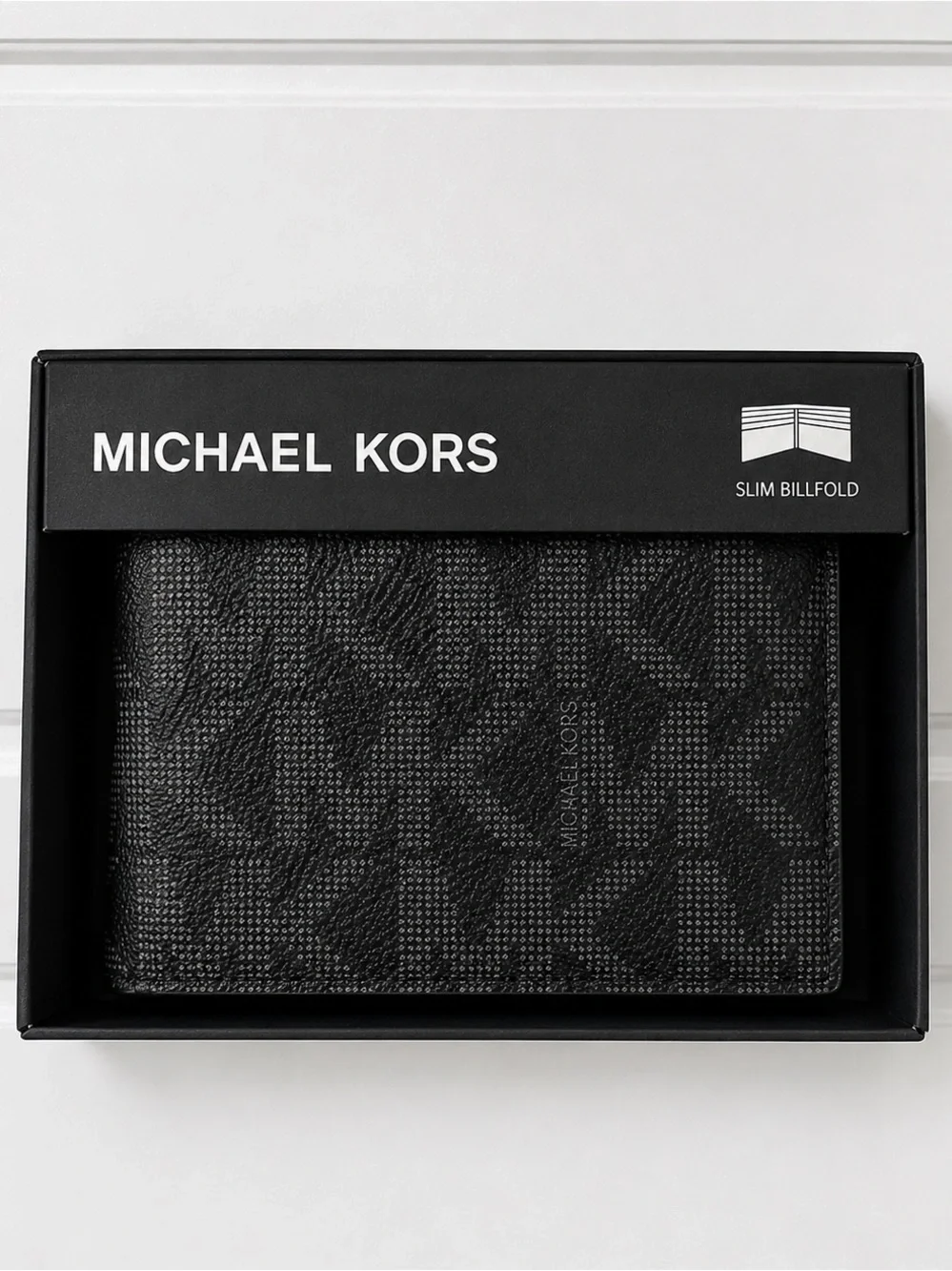 MICHAEL KORS MK 86F5SMNF5B Men Leather SLIM BILLFOLD Wallet BLACK NOIR ~ NEW